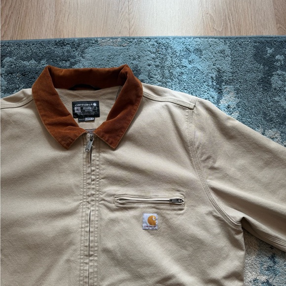 Carhartt Tan Work Jacket with Brown Corduroy Collar - Picture 3 of 6